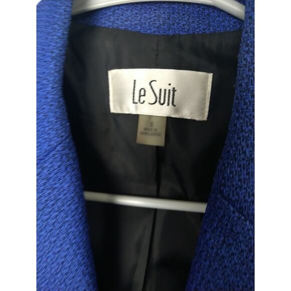 Le Suit Woman 8 Blazer Blue Black Lined Three Button Prof Career Core - Picture 3 of 12